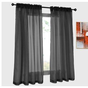 Ellery Homestyles Victoria Black sheer Panel (set of 2) 59"W x 63'L